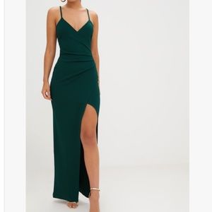 Green Wrap Maxi Dress with slit